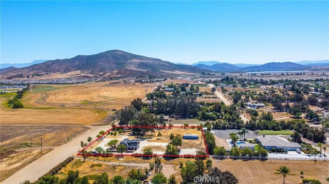 36055 Maddalena Rd, Winchester, CA 92596 - aerial view of property and surrounding area with mountains and property parcel outlined