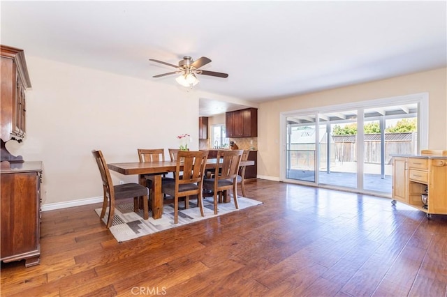 2065 Medina Ave, Simi Valley, CA 93063 - dining space featuring dark wood-style floors, healthy amount of natural light, and a ceiling fan