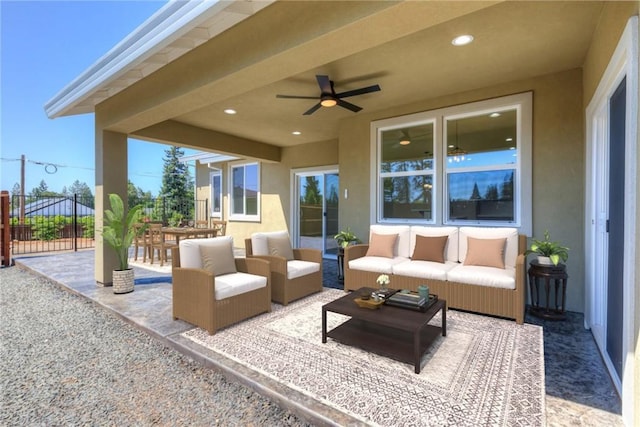 6210 Himmel St, Paradise, CA 95969 - view of patio featuring an outdoor hangout area and a ceiling fan