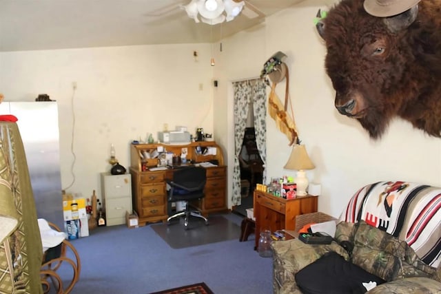 13853 Charlann Rd, Valley Center, CA 92082 - office area featuring ceiling fan and carpet floors