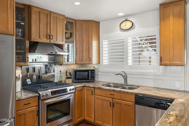483 Broderick Way, Port Hueneme, CA 93041 - kitchen with appliances with stainless steel finishes, under cabinet range hood, a sink, decorative backsplash, and recessed lighting