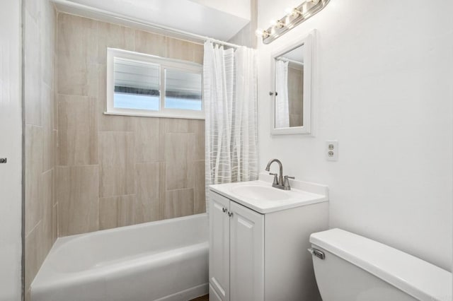 6443 Mount Ackerman Dr, San Diego, CA 92111 - bathroom featuring vanity, toilet, and shower / bath combo with shower curtain