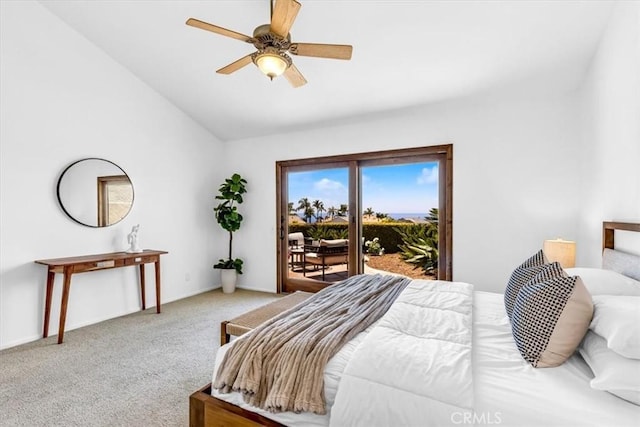 24155 Vis D Onde, Dana Point, CA 92629 - bedroom with access to outside, carpet, lofted ceiling, baseboards, and a ceiling fan