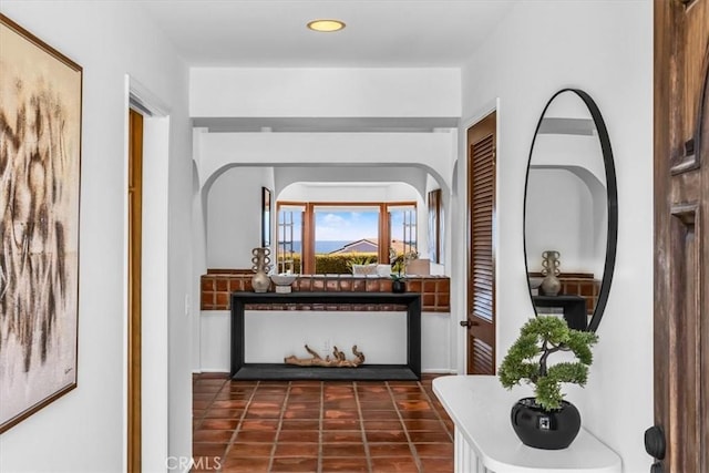 24155 Vis D Onde, Dana Point, CA 92629 - hall featuring dark tile patterned flooring and recessed lighting