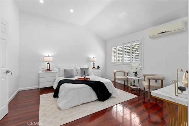 4906 W 5th St Unit C, Santa Ana, CA 92703 - bedroom featuring a wall mounted AC, wood finished floors, lofted ceiling, baseboards, and recessed lighting