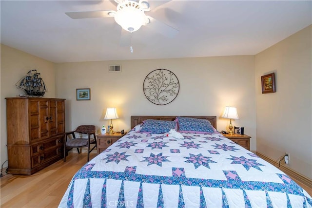 21357 Bermuda St, Chatsworth, CA 91311 - bedroom with light wood finished floors and a ceiling fan