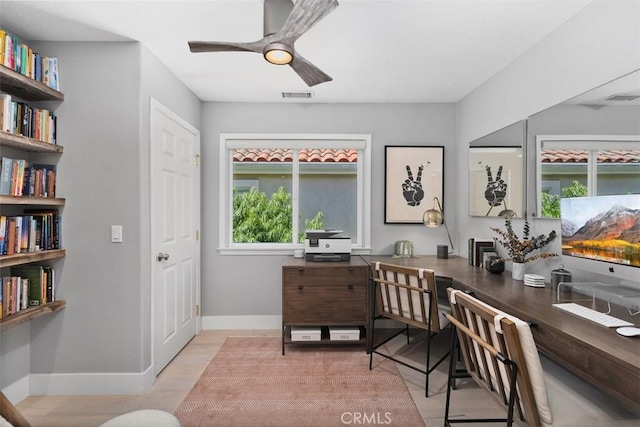 12 Argos, Laguna Niguel, CA 92677 - office area featuring ceiling fan, baseboards, and light wood-style flooring