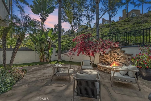 12 Argos, Laguna Niguel, CA 92677 - fenced backyard with a patio and an outdoor living space with a fireplace