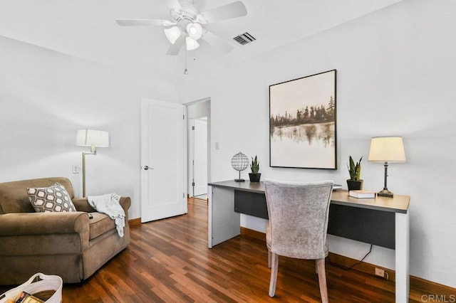 4719 Constance Dr, San Diego, CA 92115 - office space with wood finished floors, a ceiling fan, and baseboards
