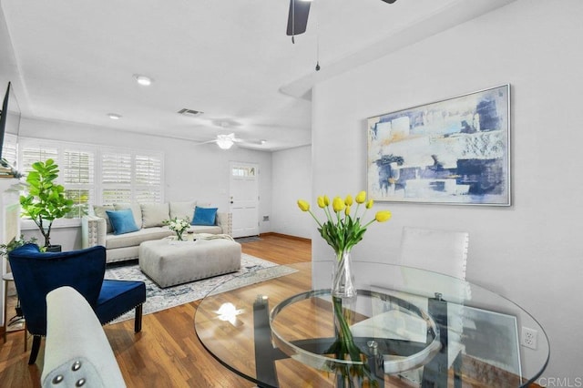 4719 Constance Dr, San Diego, CA 92115 - living room featuring ceiling fan and wood finished floors