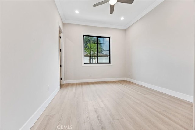 4947 Heleo Ave, Temple City, CA 91780 - spare room with crown molding, ceiling fan, light wood-style floors, baseboards, and recessed lighting