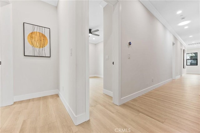 4947 Heleo Ave, Temple City, CA 91780 - hall with ornamental molding, light wood-style floors, recessed lighting, and baseboards