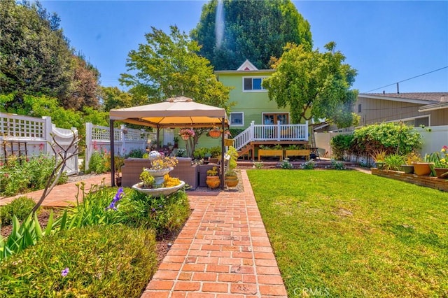 8213 Ocean View Ave, Whittier, CA 90602 - view of yard with a gazebo, a deck, and a patio area