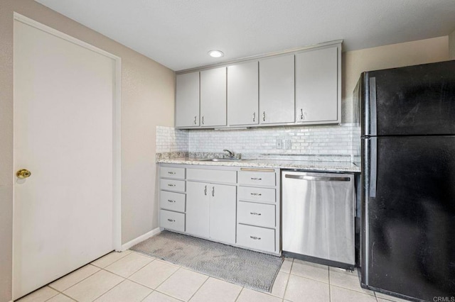 3016 Alta Vista Dr, Fallbrook, CA 92028 - kitchen featuring dishwasher, freestanding refrigerator, a sink, tasteful backsplash, and light tile patterned floors