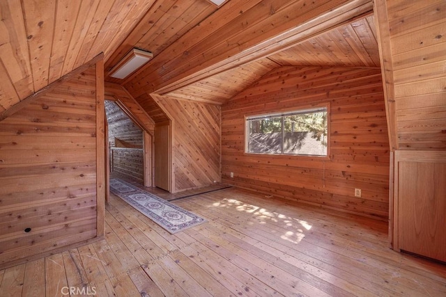 817 E Mountain View Blvd, Big Bear City, CA 92314 - bonus room with lofted ceiling, wooden walls, light wood-style flooring, and wooden ceiling