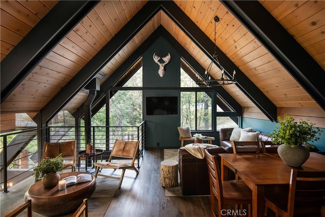 607 Old Toll Rd, Lake Arrowhead, CA 92352 - living area with wooden ceiling and hardwood / wood-style flooring