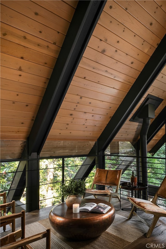 607 Old Toll Rd, Lake Arrowhead, CA 92352 - sunroom / solarium featuring beamed ceiling and healthy amount of natural light