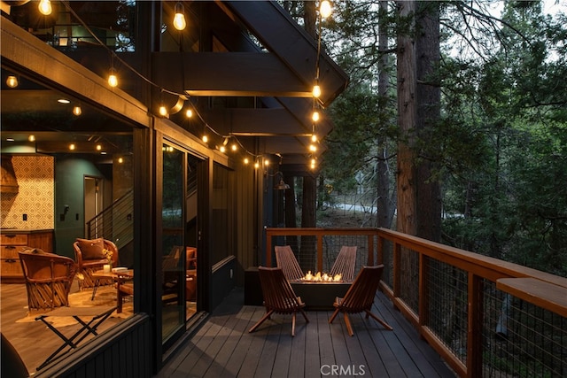 607 Old Toll Rd, Lake Arrowhead, CA 92352 - deck featuring a fire pit
