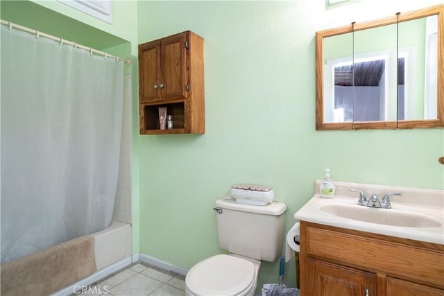 5914 N Rockvale Ave, Azusa, CA 91702 - bathroom featuring vanity, tile patterned floors, and shower / bath combination with curtain