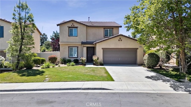 1349 Gordon Ct, Beaumont, CA 92223 - view of front of house featuring a tiled roof, stucco siding, concrete driveway, and an attached garage