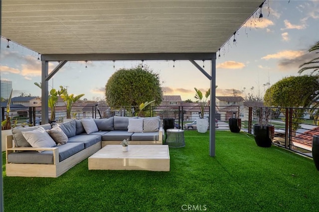 16782 Heritage Ln, Huntington Beach, CA 92647 - patio terrace at dusk featuring an outdoor living space