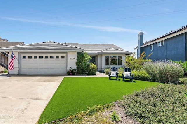 1064 Glen Arbor Dr, Encinitas, CA 92024 - single story home featuring an attached garage, driveway, a front yard, a tiled roof, and stucco siding