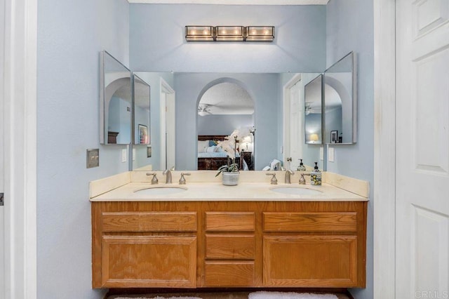 1064 Glen Arbor Dr, Encinitas, CA 92024 - ensuite bathroom featuring double vanity and ceiling fan