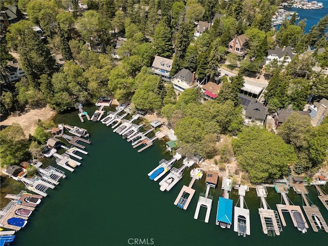 28960 Palisades Dr, Lake Arrowhead, CA 92352 - aerial view of property's location with a nearby body of water and a marina