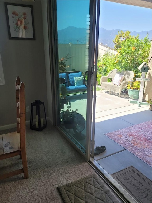 11915 Sagecrest Ct, Corona, CA 92883 - doorway with a mountain view and carpet