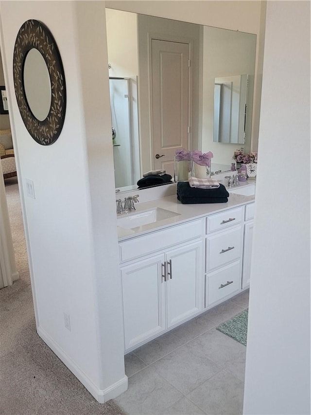 11915 Sagecrest Ct, Corona, CA 92883 - full bathroom with double vanity and tile patterned flooring
