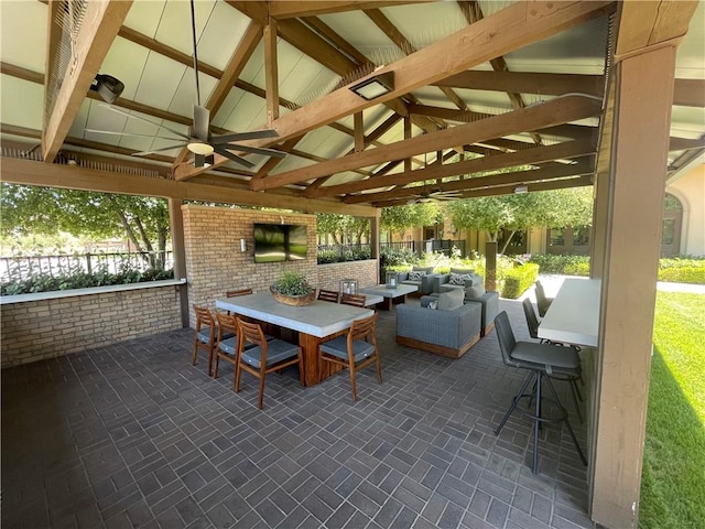 11915 Sagecrest Ct, Corona, CA 92883 - view of patio featuring ceiling fan, outdoor dining space, and outdoor lounge area