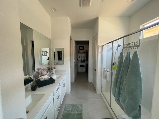 11915 Sagecrest Ct, Corona, CA 92883 - full bathroom featuring double vanity and a shower stall