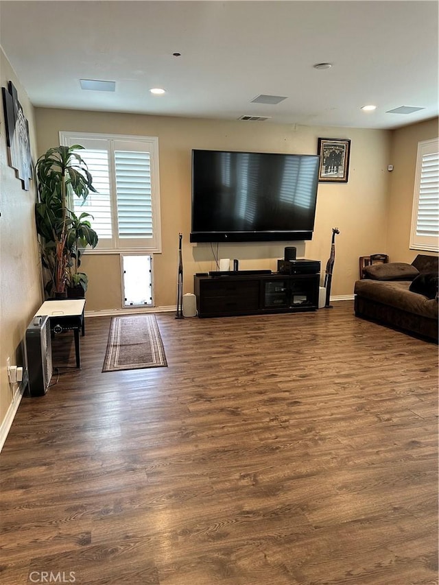 36569 Olea Ct, Beaumont, CA 92223 - living room featuring baseboards, wood finished floors, healthy amount of natural light, and recessed lighting