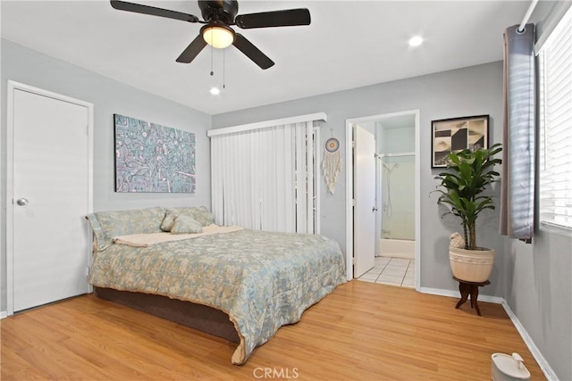 338 W Glencoe St, Compton, CA 90220 - bedroom featuring wood finished floors, baseboards, recessed lighting, and a ceiling fan