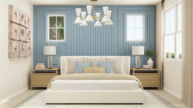 2557 E Hyde Paseo, Ontario, CA 91762 - bedroom featuring baseboards and a chandelier
