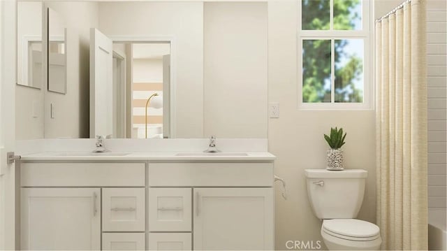 2557 E Hyde Paseo, Ontario, CA 91762 - bathroom with double vanity, toilet, and shower / bath combo