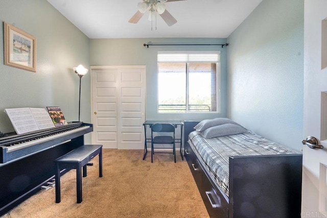 4021 Canario St Unit 235, Carlsbad, CA 92008 - bedroom featuring carpet floors, a closet, and a ceiling fan