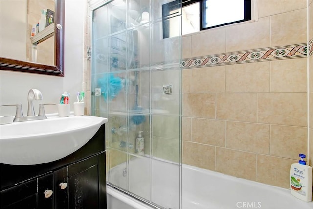 18003 Saticoy St, Reseda, CA 91335 - bathroom featuring vanity and combined bath / shower with glass door
