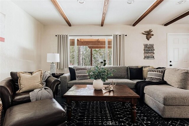26625 Pinehurst Dr, Lake Arrowhead, CA 92352 - living room with beam ceiling