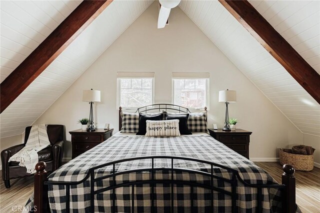 26625 Pinehurst Dr, Lake Arrowhead, CA 92352 - bedroom with light wood-type flooring, wooden ceiling, and baseboards