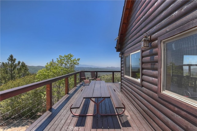 175 N Trails End Rd, Green Valley Lake, CA 92341 - wooden terrace featuring a mountain view