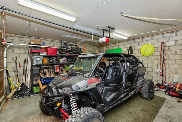 175 N Trails End Rd, Green Valley Lake, CA 92341 - garage with a garage door opener and concrete block wall