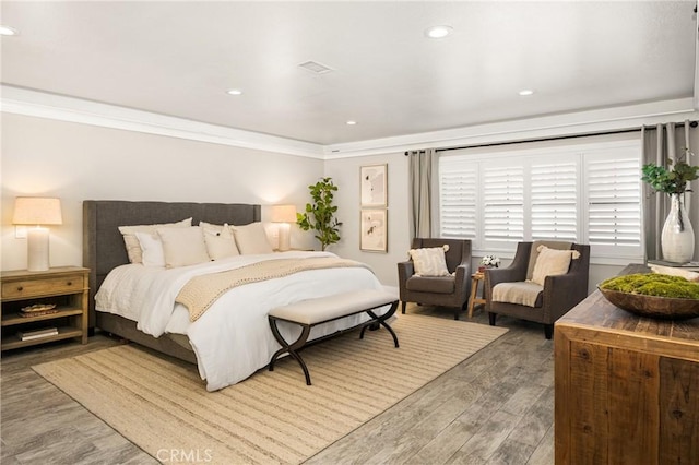 20402 Seven Seas Ln, Huntington Beach, CA 92646 - bedroom featuring wood finished floors, crown molding, and recessed lighting