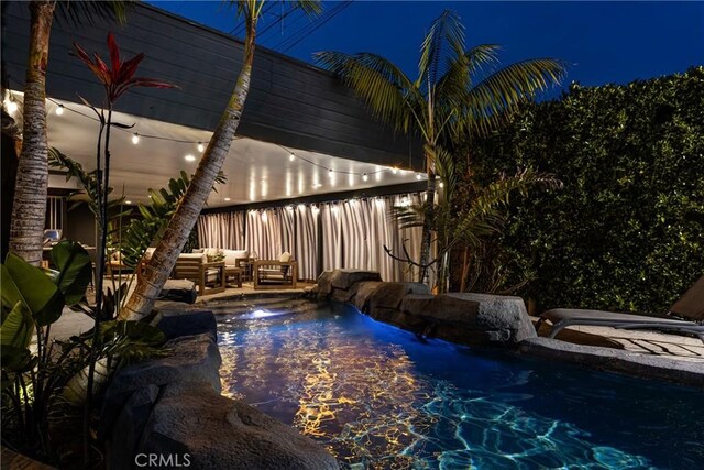 20402 Seven Seas Ln, Huntington Beach, CA 92646 - outdoor pool featuring an outdoor hangout area and a patio