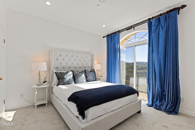 13045 Ripple Creek Ln, Camarillo, CA 93012 - carpeted bedroom with access to outside, baseboards, recessed lighting, and a mountain view