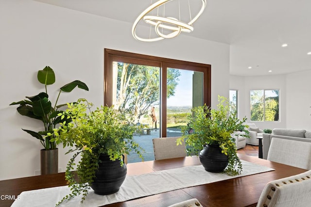 13045 Ripple Creek Ln, Camarillo, CA 93012 - dining space featuring a chandelier, healthy amount of natural light, and recessed lighting