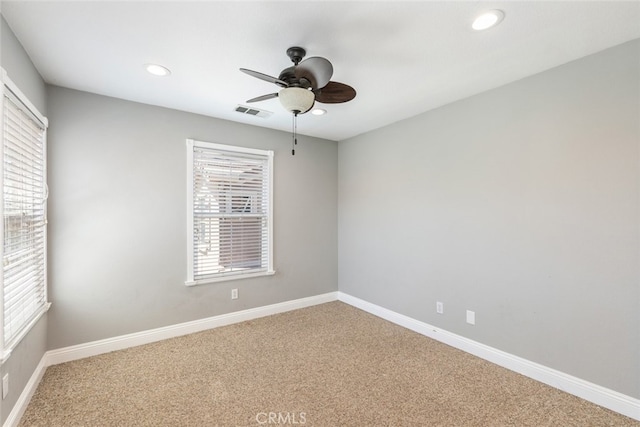 29290 Morena Villa Dr, Highland, CA 92346 - empty room with carpet flooring, a ceiling fan, recessed lighting, and baseboards