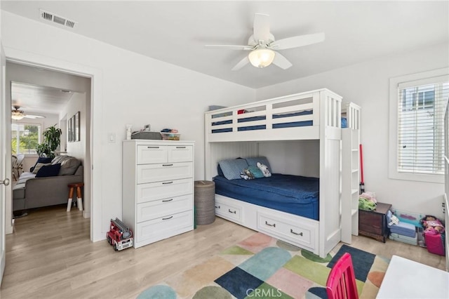 1120 9th St, Hermosa Beach, CA 90254 - bedroom featuring light wood-style floors and a ceiling fan