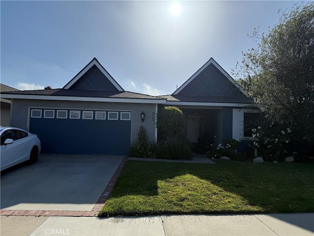 15911 Dundalk Ln, Huntington Beach, CA 92647 - ranch-style house with driveway, a front lawn, a garage, and stucco siding