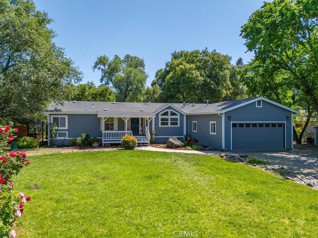 8510 Verdant Ct, Los Molinos, CA 96055 - ranch-style home featuring an attached garage, a front lawn, and driveway